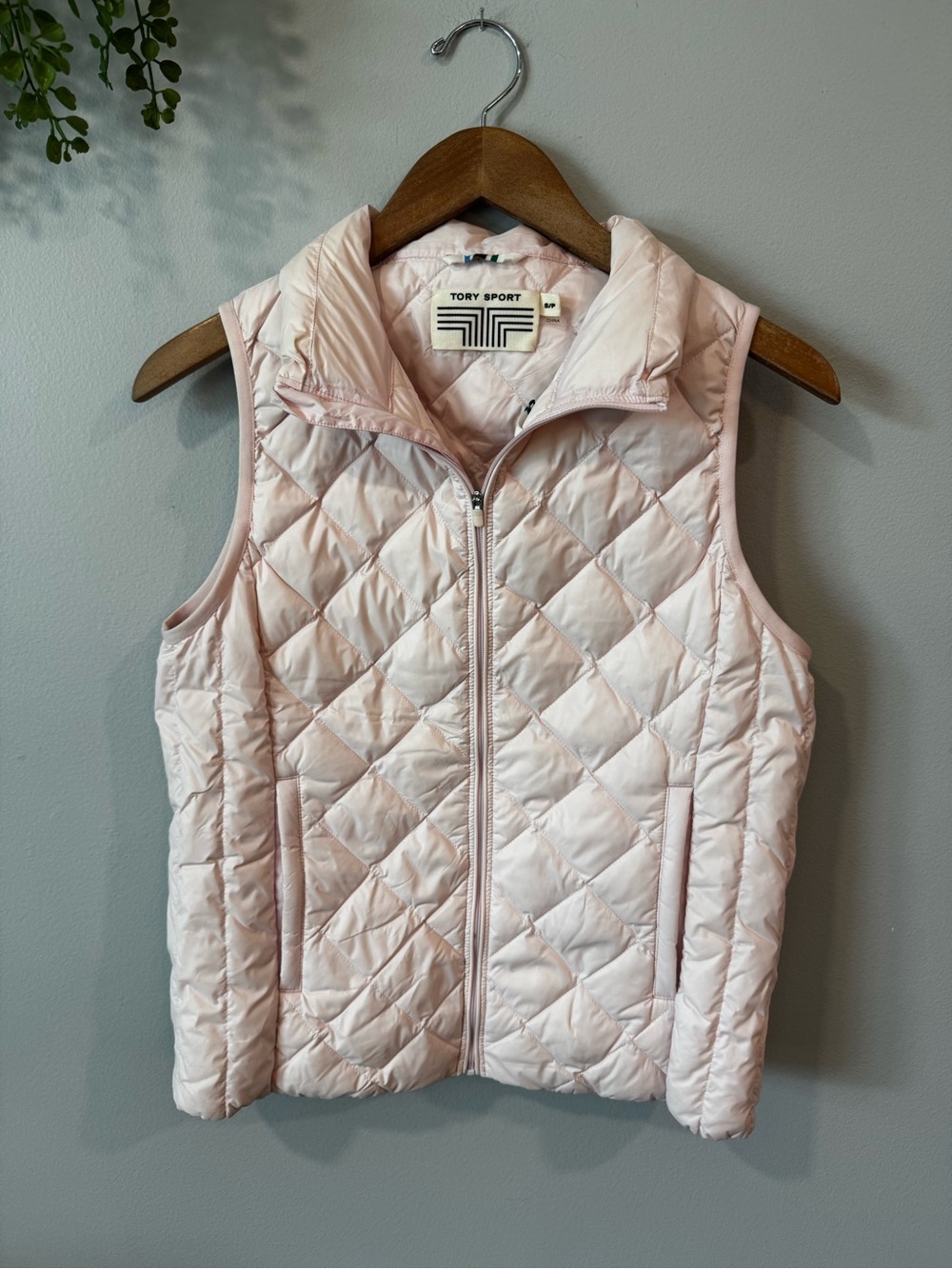 Tory Sport Pale Pink Quilted Puffer Vest Size Small